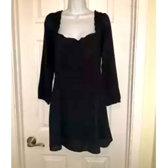 Abercrombie & Fitch Long Sleeve Babydoll Mini Dress Black Size Medium - Picture 1 of 11